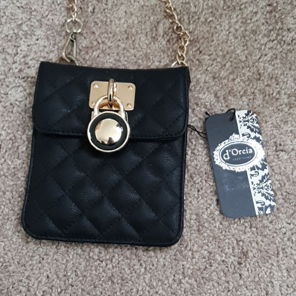 NWTβD'OrciaΒ blackβcrossbodyβbagβwithβgoldβhardware